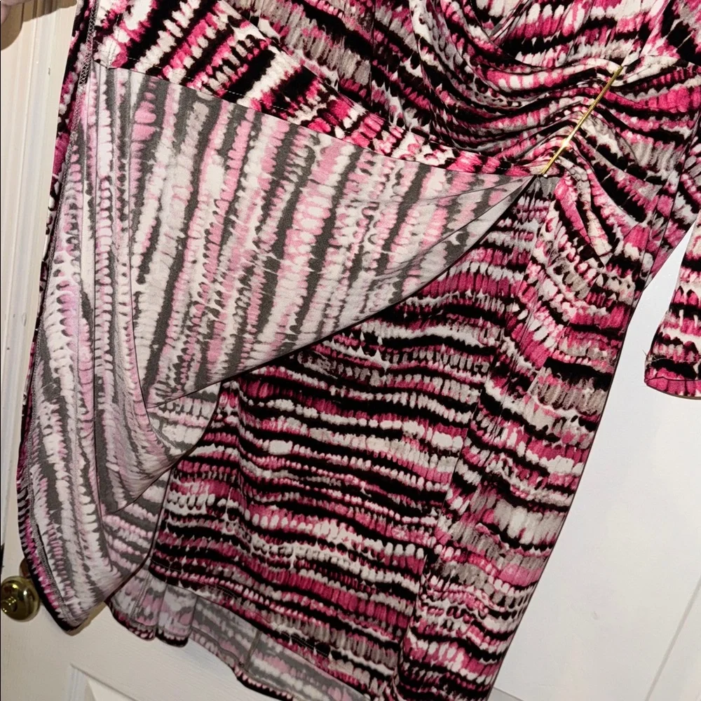 Calvin Klein Pink & Black Wrap Dress - Picture 3 of 5
